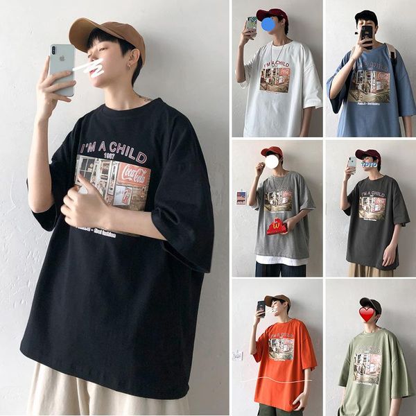 

men's t-shirts vintage summer graphic t shirt for men women tshirt oversized tee retro clothes 90s aesthetic clothing streetwear 2021, White;black