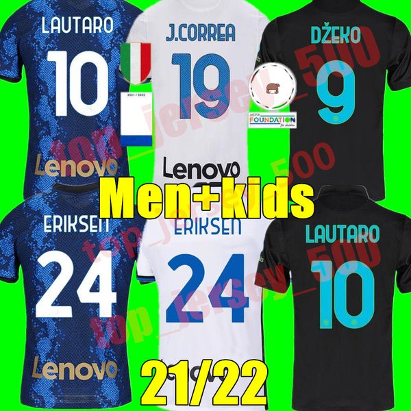 

new 21 22 soccer jersey home away 3rd dzeko lautaro sensi dumfries vidal barella eriksen alexis football shirt 2021 2022 uniforms men kids k, Black