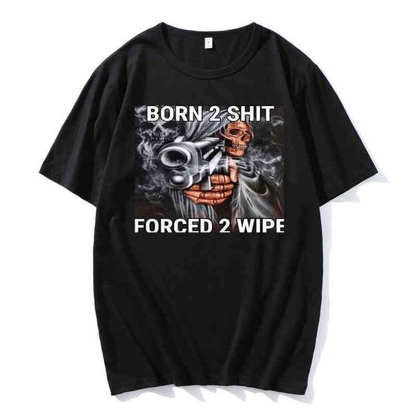 

travis scott fashion anime the born to shit forced wipe print oneck tshirt oversized mens casual short tshirts, White;black