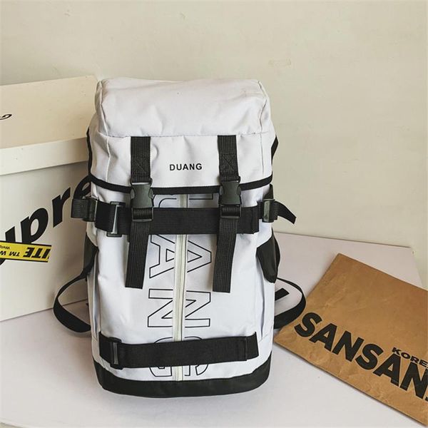 

backpack street 2021 fashion large capacity backbag oxford cloth trending youth school bag personality black gray durable