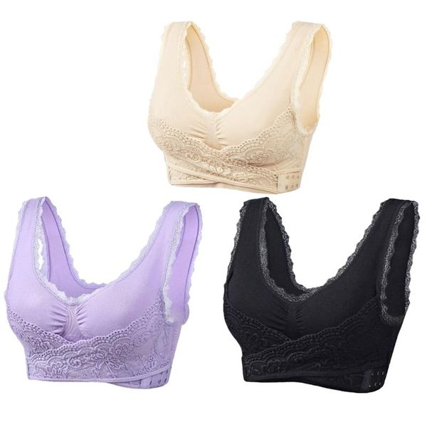 

sports bra gym yoga workout tank vest seamless lace bra underwear, White;black