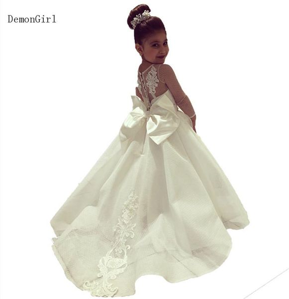 

girl's dresses long sleeve flower girl with train little princess pageant ball gowns lace girls first communion, Red;yellow