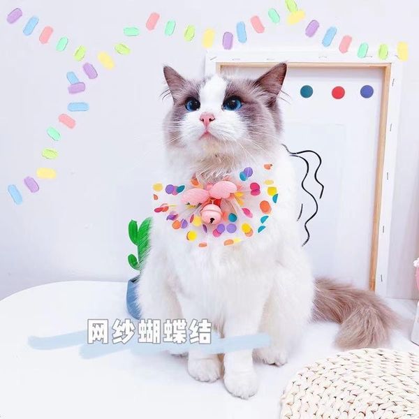 

cat collars & leads big bow neck collar dog bell saliva towel kitten accessories original pet tie fairy wings