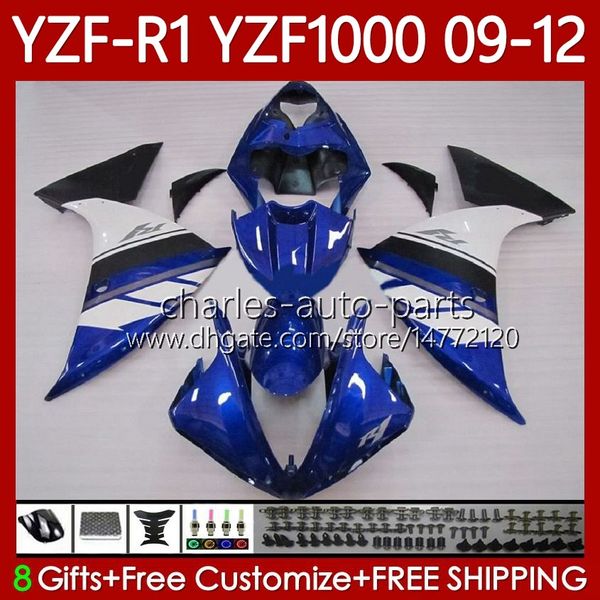 Corpo de motocicleta para yamaha yzf r1 1000 cc yzf1000 yzf-r1 09-12 bodywork branco azul blk 92no.113 yzf-1000 yzf r 1 yzfr1 09 10 11 12 1000cc 2009 2012 2012 2012 kit de justo