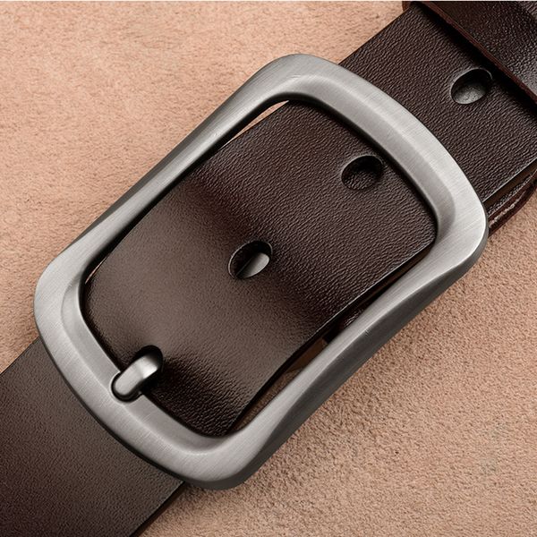 

2021 new genuine men's royal belt size 120 130 140 150 160-170cm cowboy cow pin buckle waistline belts for jeans pmce, Black;brown