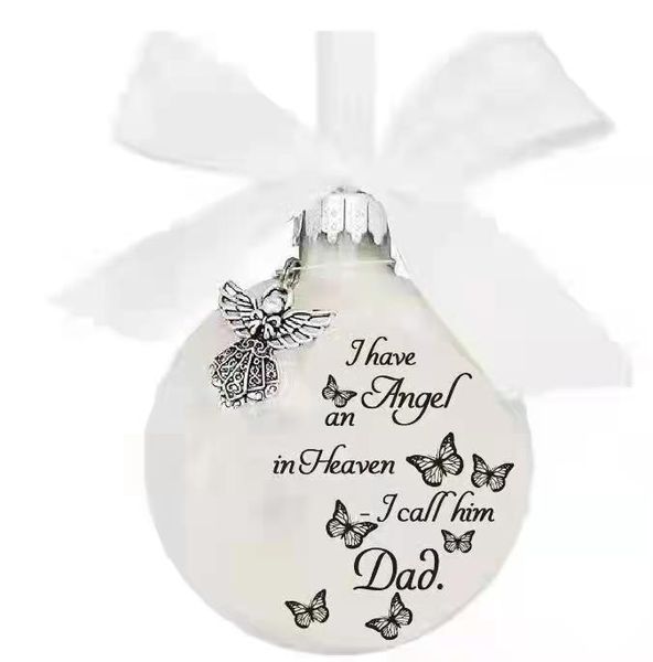 Partybevorzugung Weihnachten Memorial Ornament Feder Ball Engel Anhänger personalisierte Weihnachtsdekoration für Zuhause Wohnzimmer Schlafzimmer