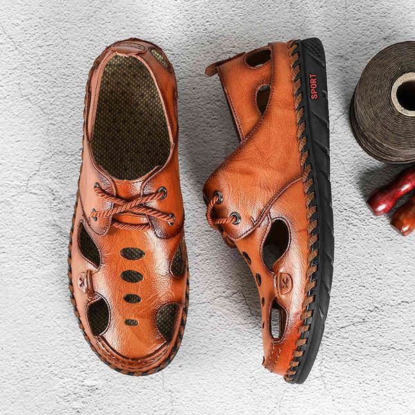 

sandals baotou slippers spring men's and summer non slip breathable outdoor beach shoes large flat bottomed leisure hole a6t3, Black