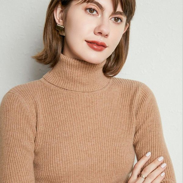 

turtleneck bottoming sweater women autumn and winter thickening slim tight-fitting all-match hooded long-sleeved knitted sweater, White;black