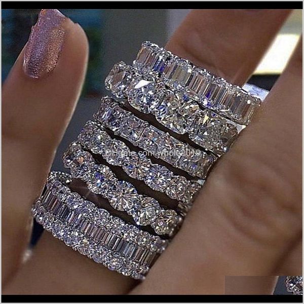 

couple drop delivery 2021 vintage fashion women wedding rings peach heart cz diamond finger eternity engagement band ring retro jewelry chri, Silver