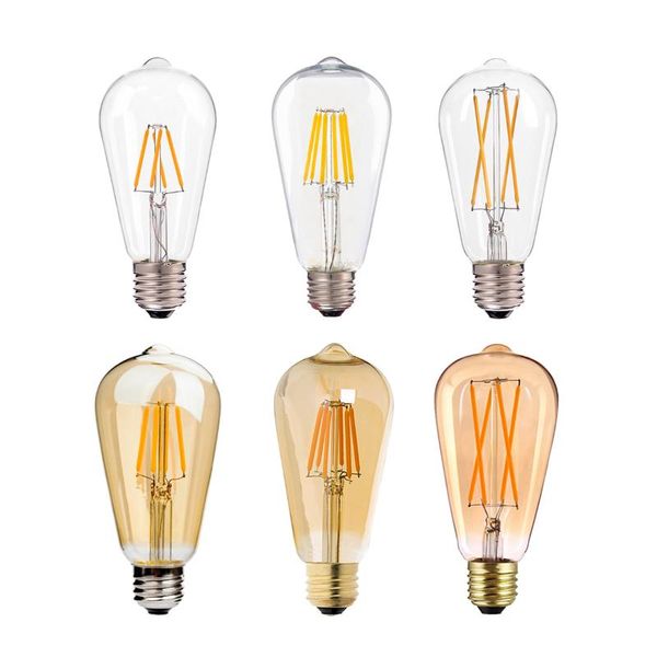 

bulbs st64 led edison filament light bulb clear golden dimmable e27 220v 4w 6w 9w blubs 360 degree energy lamp