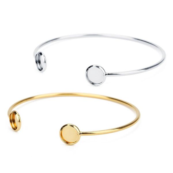 

bangle 5pcs simple stainless steel diy jewelry accessories, bracelet gem holder bracelet, time tray inlaid accessories, Black