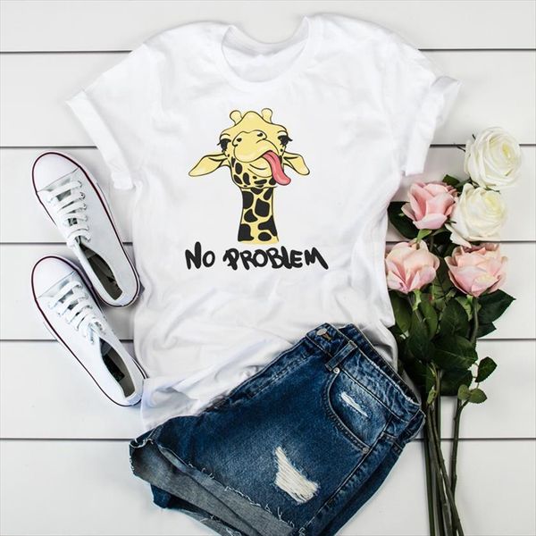 

giraffe letters funny cute fashion women t shirt clothes graphic tumblr, White