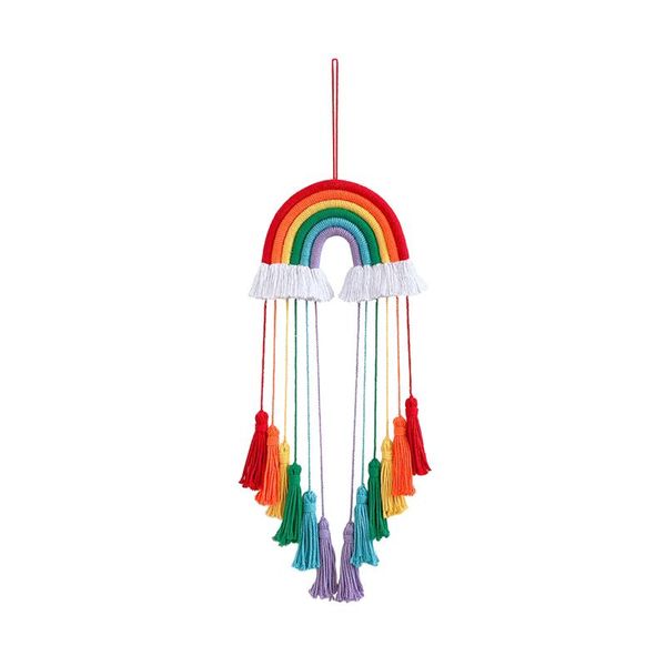 

decorative objects & figurines apartment bedroom cotton rope wall hanging long tassel nordic style colorful rainbow indoor macrame woven liv