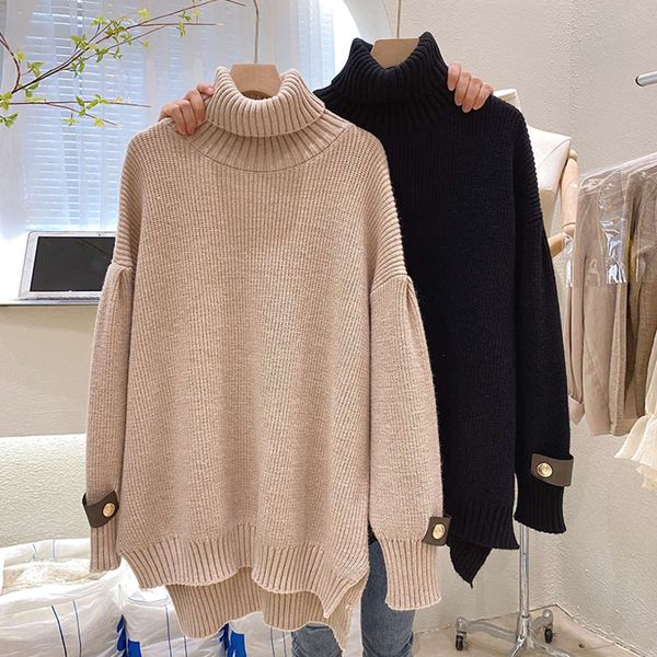 

turtleneck sweater women's pullover lazy 2020 new autumn winter korean version loose inside with undercoat and coat thickening outside, White;black