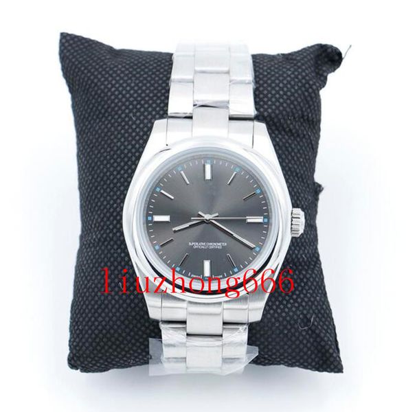 

new nice automatic 2813 movement 40mm smooth bezel watch watches stainless steel blue lume dark rhodium dial 114300 mens wristwatches, Slivery;brown