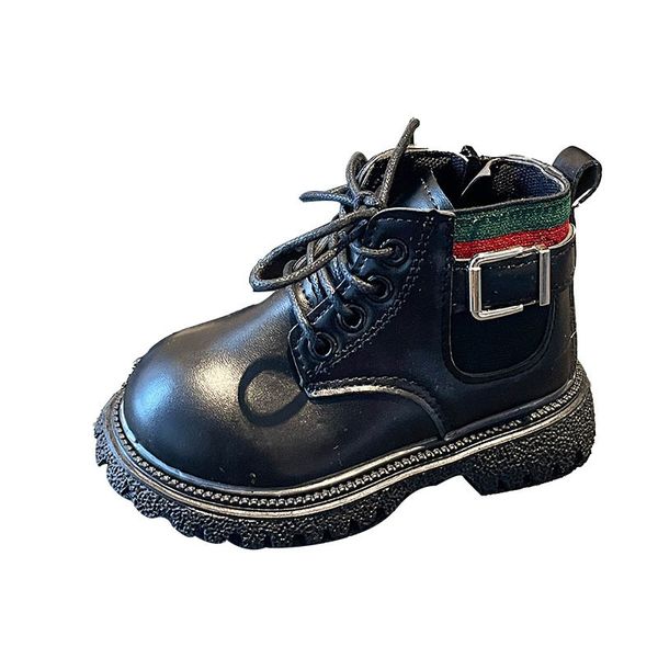 

kids shoes boys girls boots children footwear autumn winter fashion ankle boot leather b9302, Black;grey