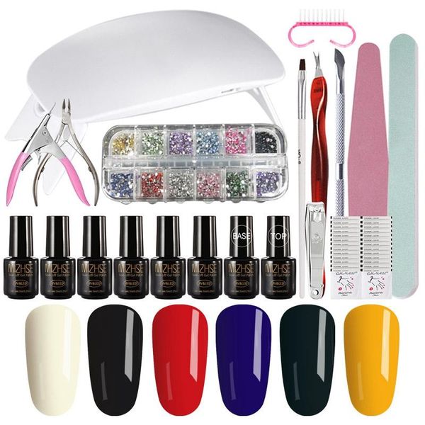 

nail art kits mizhse acrylic kit gel polish set manucure uv complet for with 6w led lamp soak off