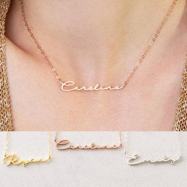 

fashion style english alphabet accessories necklace personality stainless steel signature font nameplate necklace necklace ladies gift, Silver