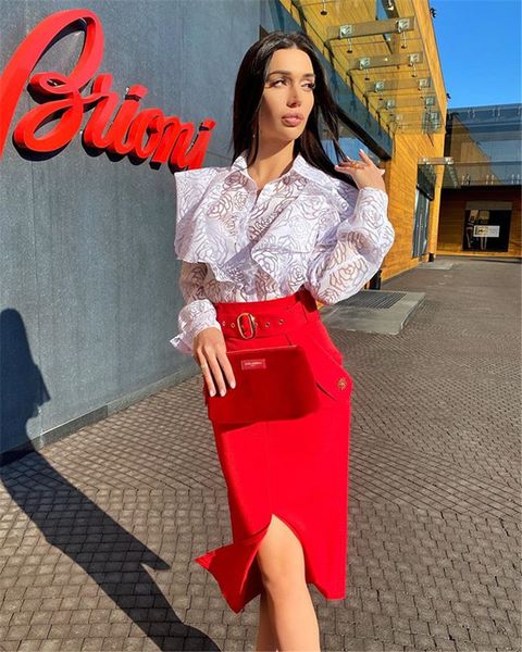 

skirts hight quality red white bandage knee length pencil rayon vintage celebrity party wear q8ck, Black
