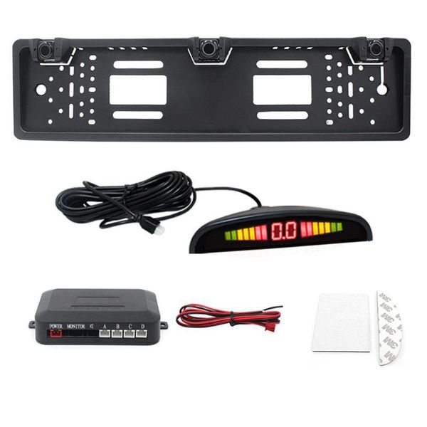 

car rear view cameras& parking sensors sensor kit auto reversing system european license plate camera front back electromagnetic monitor