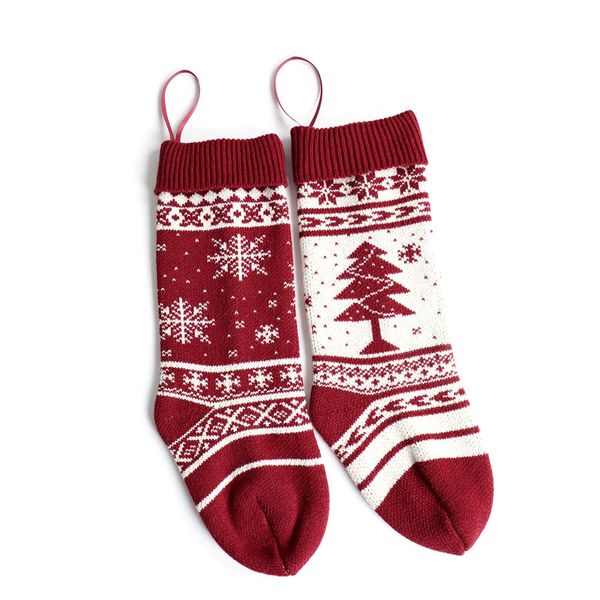 

snowflake knitting christmas stocking 46cm gift stockings christmas-tree holiday stocks indoor decoration do1413