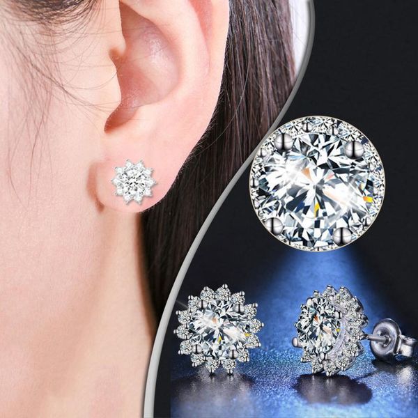 

pendant necklaces real 0.5-1 d color moissanite stud earrings for women sterling silver sparkling wedding jewelry sun flower