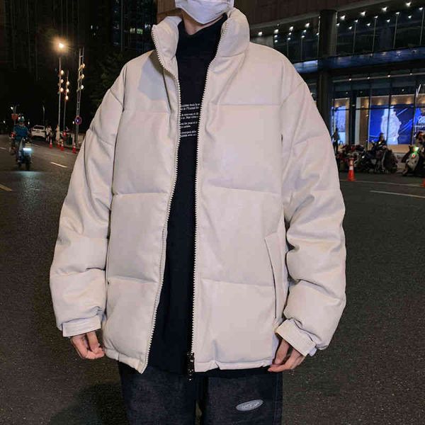 

men's and women's leather et, korean thick coat, large size, high collar, harajuku style, fashion, winter, Black