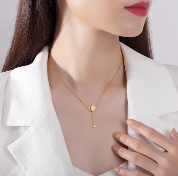 

s925 sterling silver natural hetian jade heart-shaped tassel necklace