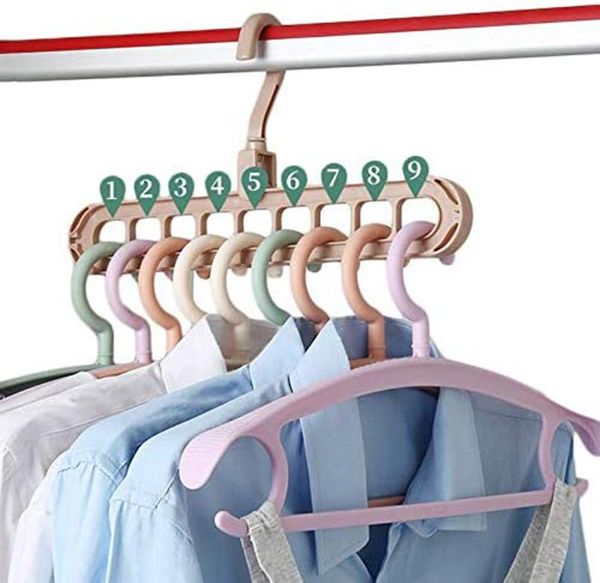 

hangers & racks 9 hole magic clothes hanger multi-function folding rotating wardrobe drying home organizer