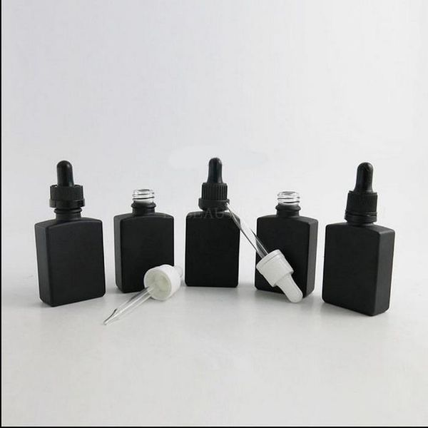 

storage bottles & jars 100pcs/lot 30ml black frosted glass bottle empty square essential oil bottles,with plastic dropper 1oz pipette contai