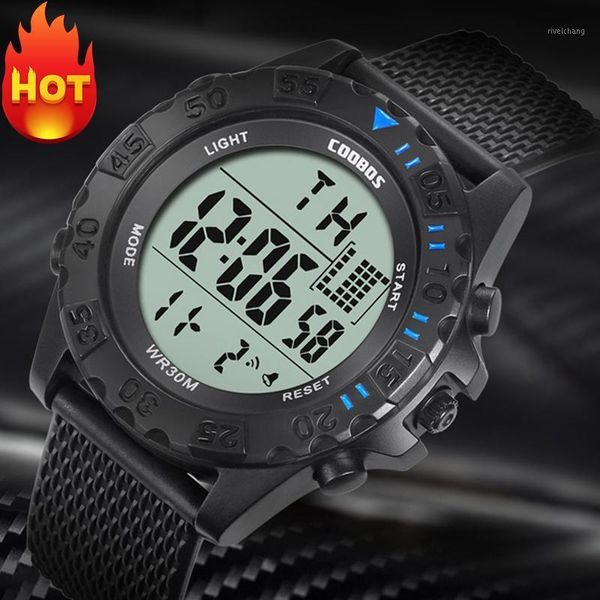 

wristwatches luxury silicone strap watches men brand sport waterproof digital military fashion led luminous calendar clock, Slivery;brown