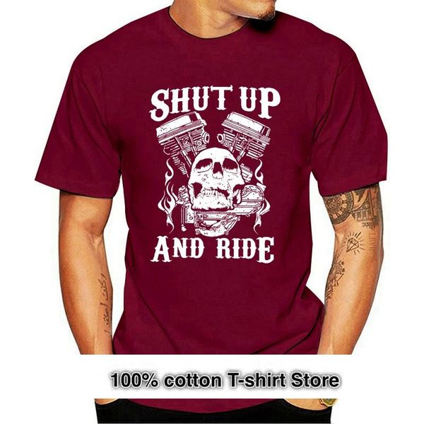 

men's t-shirts biker t shirt shut up ride outlaw motorcycle motor skull small to 6xl and tall(1), White;black