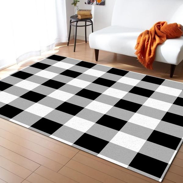 

carpets plaid black white square printed floor mat door mats lounge rug kids carpet living room bedroom modern home decoration