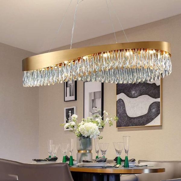 

yoogee modern crystal chandelier for home led chandeliers dining room brass steel lamps rectangle hanglamp indoor lighting