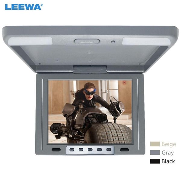 

car video leewa 3-color black, grey, beige 12" inch car/bus tft lcd roof mounted monitor flip down 2-way input 12v #ca1287