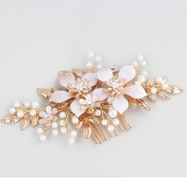 

trendy wedding hair accessories hair comb pearl headdress bridal flower hair comb woman tiara prom handmade o qylesa, Silver