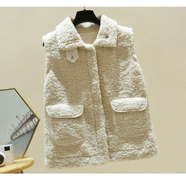 

women's vests autumn and winter fur vest short wild top, Black;white