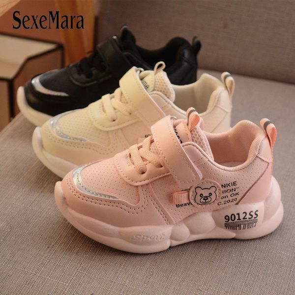 Yeni Çocuk Ayakkabı Çocuk Erkek Kız Sevimli Ayı Deri Nefes Spor Koşu Sneakers Ayakkabı Bebek Calzado Infantil 210303