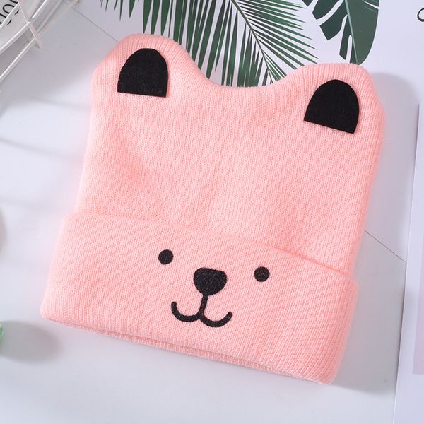 

baby bear cartoon autumn and winter new hedging children's cute warm newborn knitted woolen hat christmas gift 6 colors, Yellow