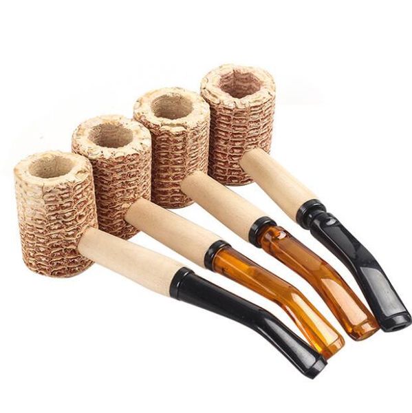 Tubulação de espiga de milho descartável Natural Corncob Herb Hammer Spot Spot Filter Tubulações Ferramentas Acessórios 145mm