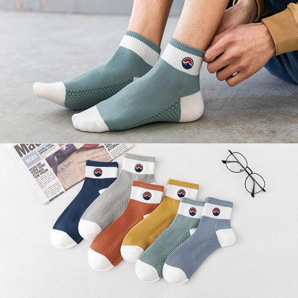 

men's socks summer fashion bright embroidered short tube thin, Black