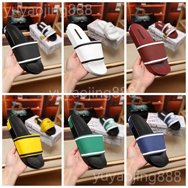 

2021 with box men women fashion designer slippers luxury shoes summer flat slipper trendy leather rubber sandal mens beach slide 35-45, Black