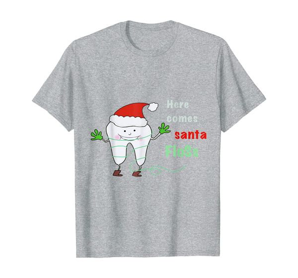 

here comes the santa floss t-shirt, White;black