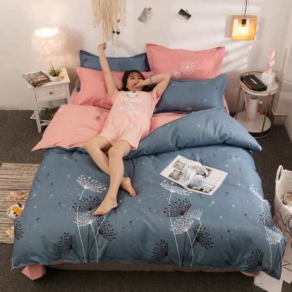 

bedding sets blue color duvet cover set 3/4 pieces dandelion pattern bedclothes include bed sheet pillowcase comforter for kids/oceani