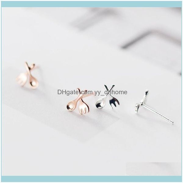 

other jewelryother sole memory cute mini fork spoon 925 sterling sier fashion female stud earrings sea748 drop delivery 2021 nojb6, Slivery;golden