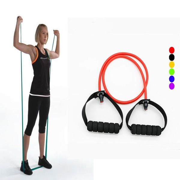 

resistance bands latex with handles yoga pull rope elastic fitness exercise tube workout strength expander training home gym
