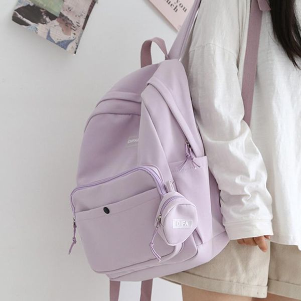 

backpack waterproof nylon women large capacity solid color travel bag college schoolbag for teenage girls lapbackpacks