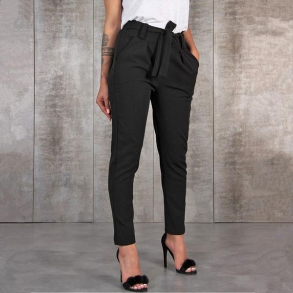 

casual slim chiffon thin womens capri high waist black khaki green cool unisex, Black;white