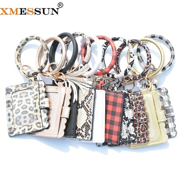

card holders xmessun women pu leather tassel bracelet keychain fashion female coin purse id bag clutch document ins k115, Brown;gray