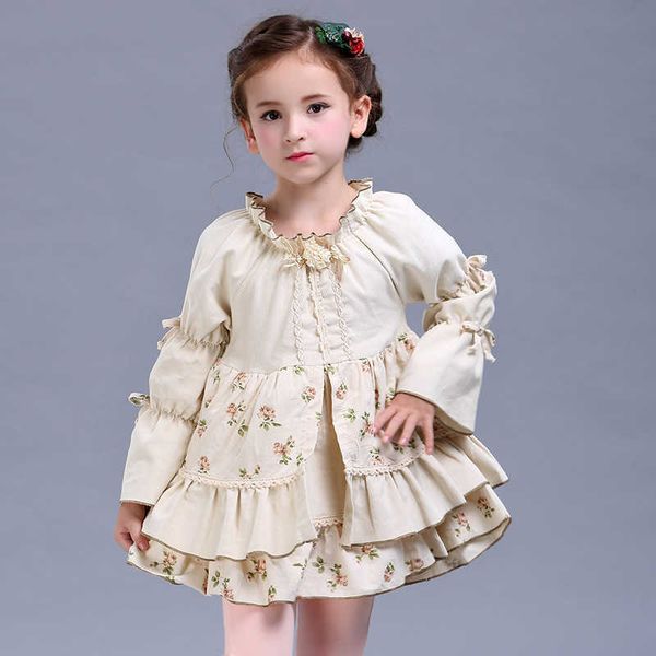 Spanische Kinderkleider Baby Mädchen Vintage Kleid Kinder Langarm Lolita Ballkleid Geburtstagsfeier Eid Kleidung 210615